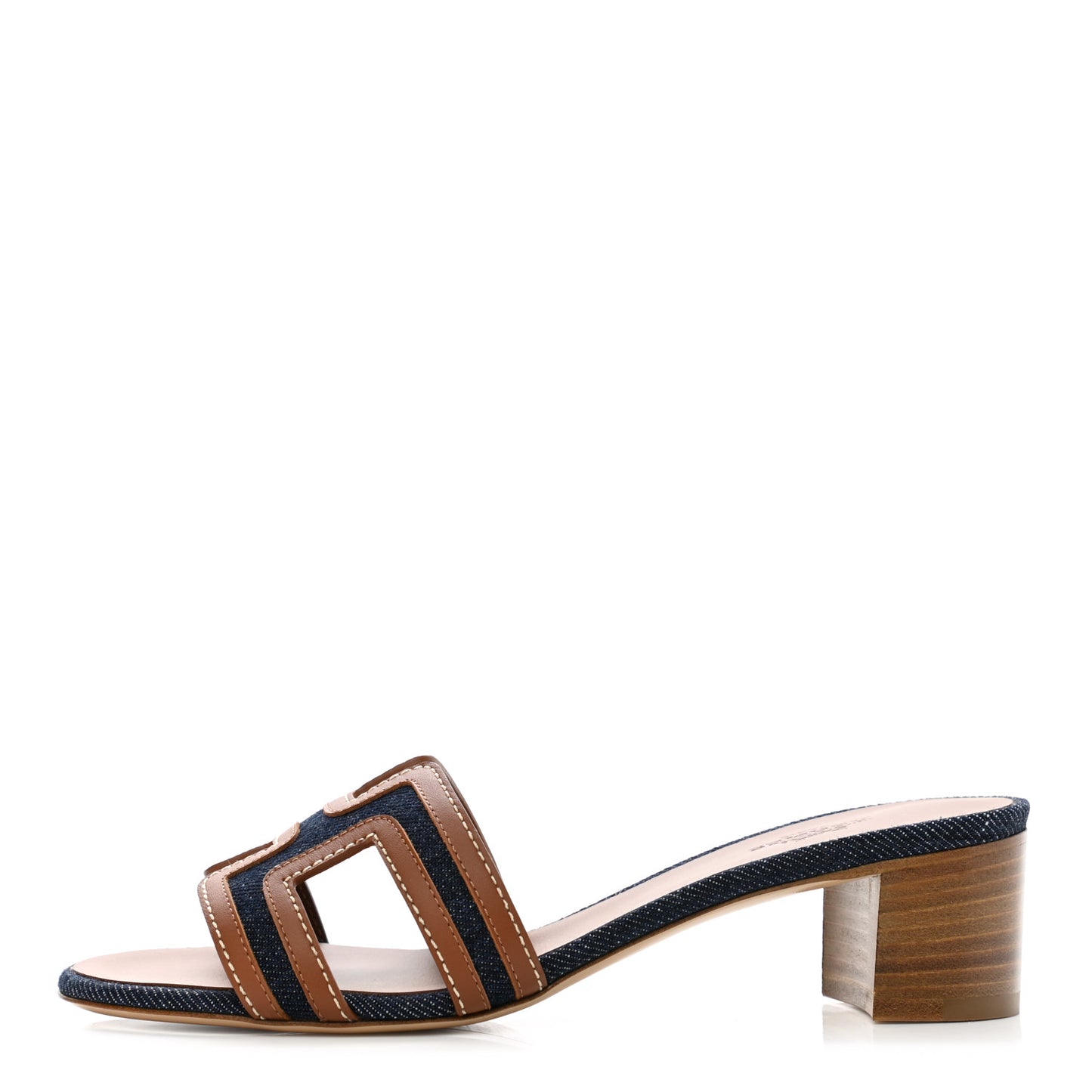 Calfskin Denim Oasis Sandals 35 Bleu Brut Gold