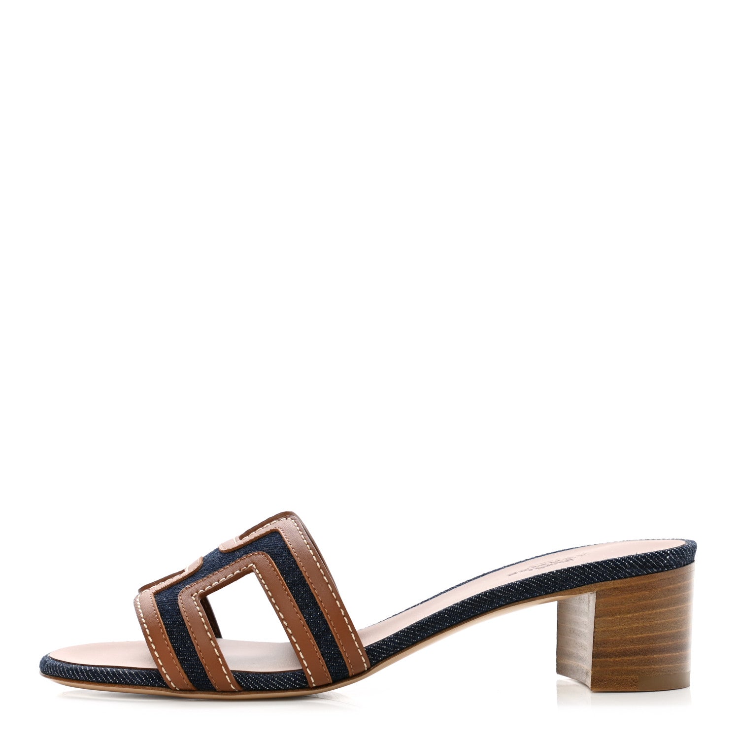 Hermes Calfskin Denim Oasis Sandals 35 Bleu Brut Gold 1 of 9