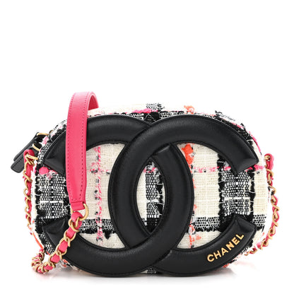 Chanel Tweed Lambskin Quilted Coco Midnight Camera Case White Black Multicolor 1 of 11