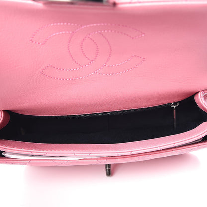 Chanel Shiny Goatskin Quilted Small Double Carry Waist Chain Flap Pink 8 of 12