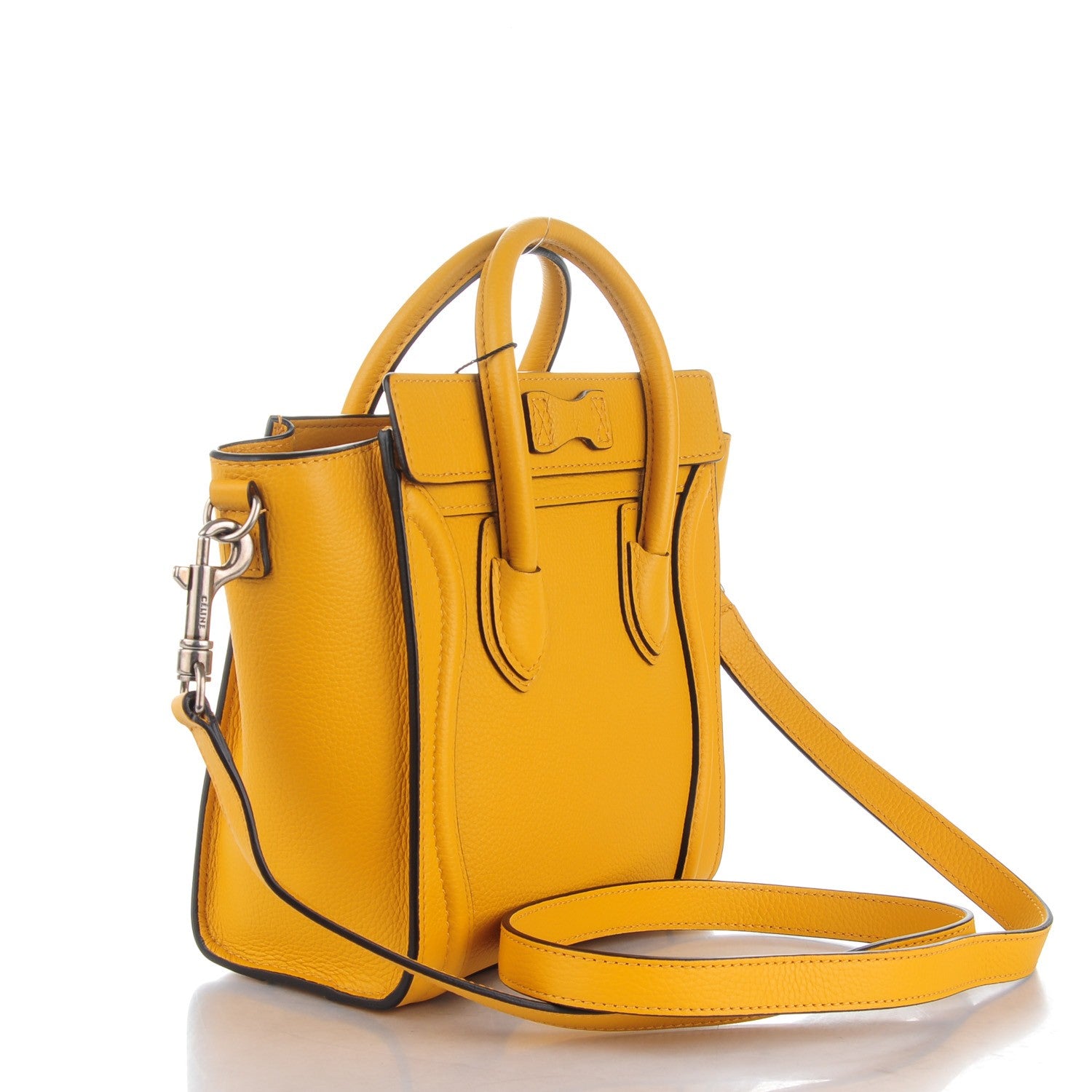 Celine Drummed Calfskin Nano Luggage Ocre 3 of 7