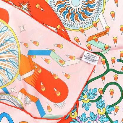 Hermes Silk La Source De Pegase Scarf 90 Rose Pale Orange 3 of 3