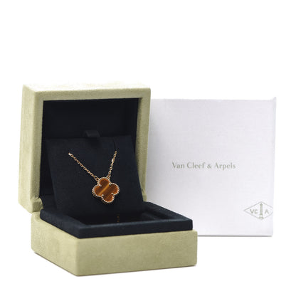 Van Cleef & Arpels 18K Yellow Gold Tiger Eye Vintage Alhambra Pendant Necklace 7 of 7
