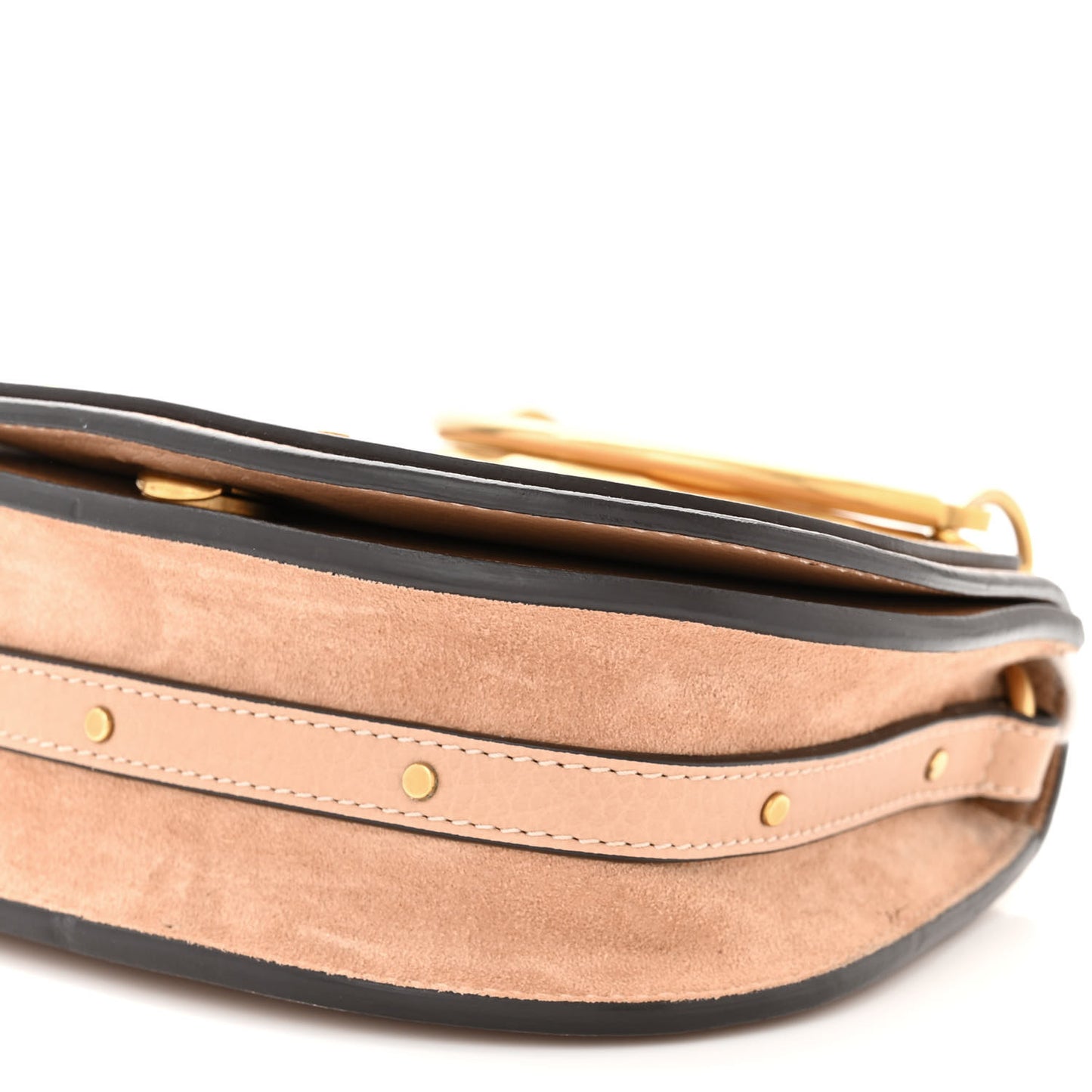 Calfskin Suede Small Nile Bracelet Bag Biscotti Beige