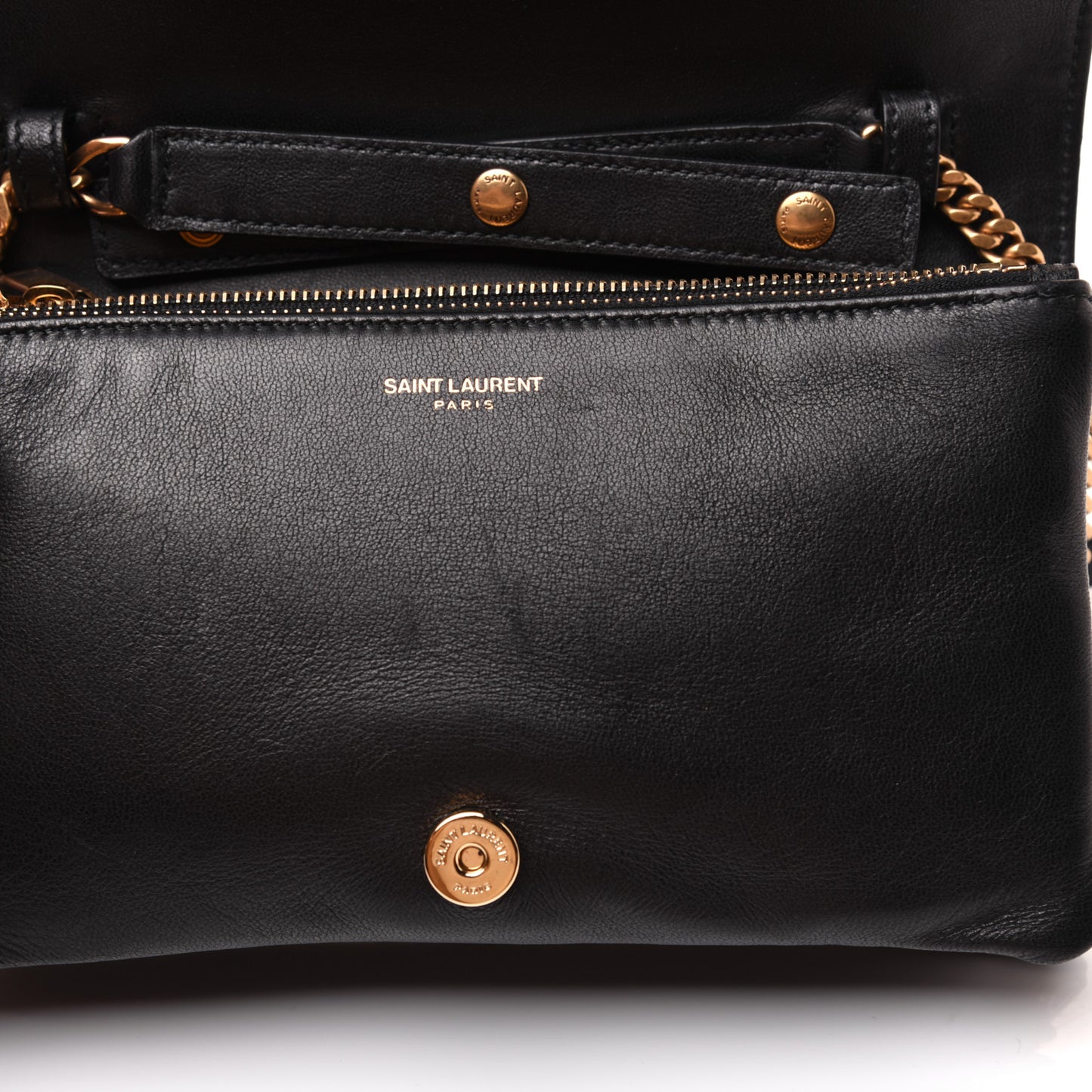 Lambskin Diamond Quilted Monogram Angie Chain Bag Black