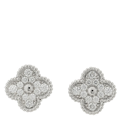 Van Cleef & Arpels 18K White Gold Diamond Vintage Alhambra Earrings 1 of 5