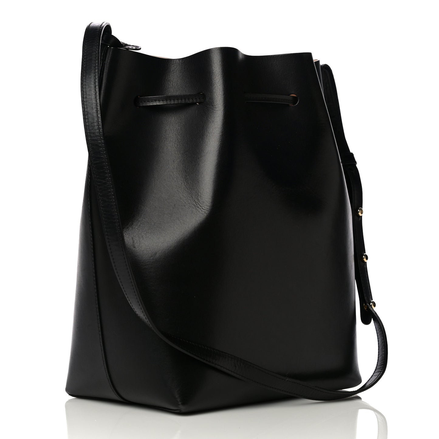 Vegetable Tanned Calfskin Bucket Bag Black Ballerina