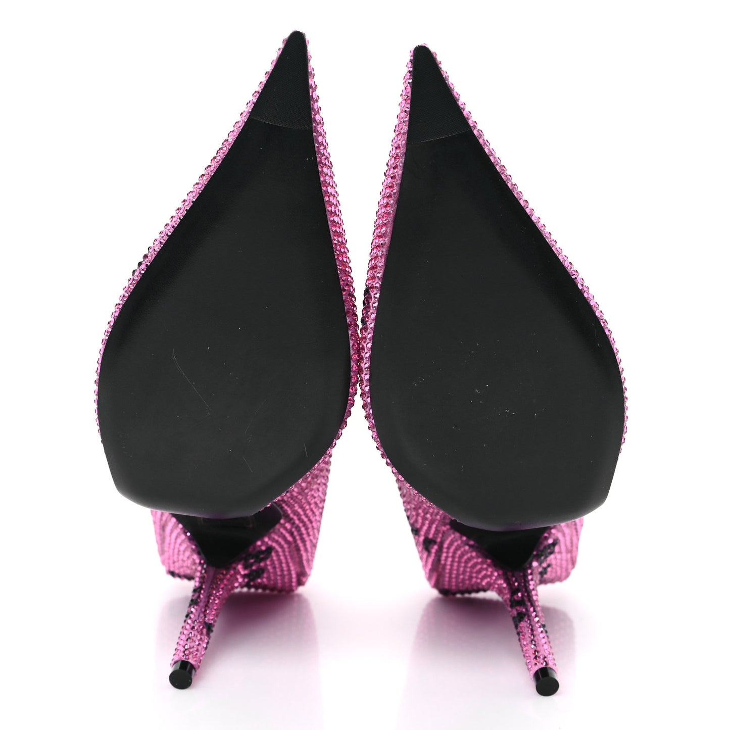 Strass Suede Allover Logo Square Knife 110mm Pumps 35 Pink Black