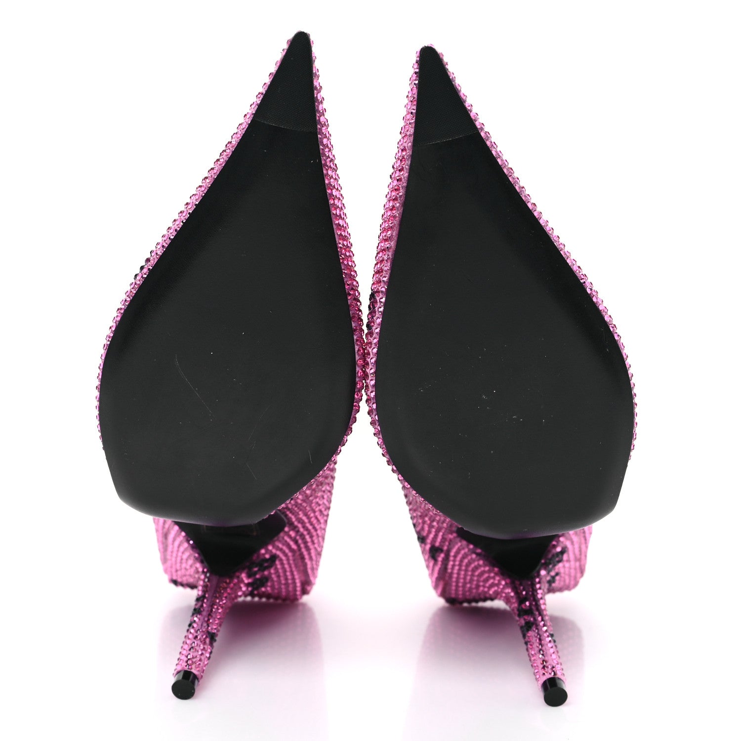 Balenciaga Strass Suede Allover Logo Square Knife 110mm Pumps 35 Pink Black 5 of 8