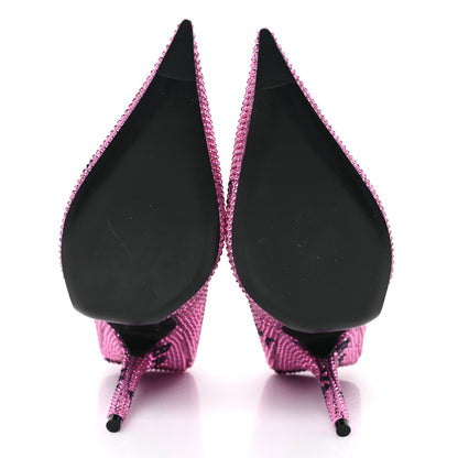 Balenciaga Strass Suede Allover Logo Square Knife 110mm Pumps 35 Pink Black 5 of 8