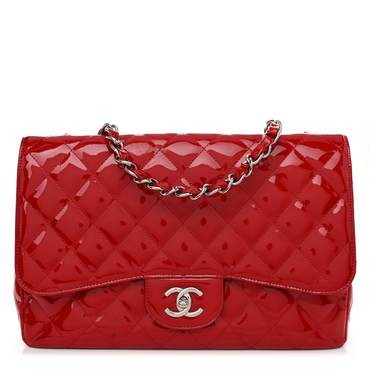 Chanel Patent Jumbo Single Flap Red 1 of 15