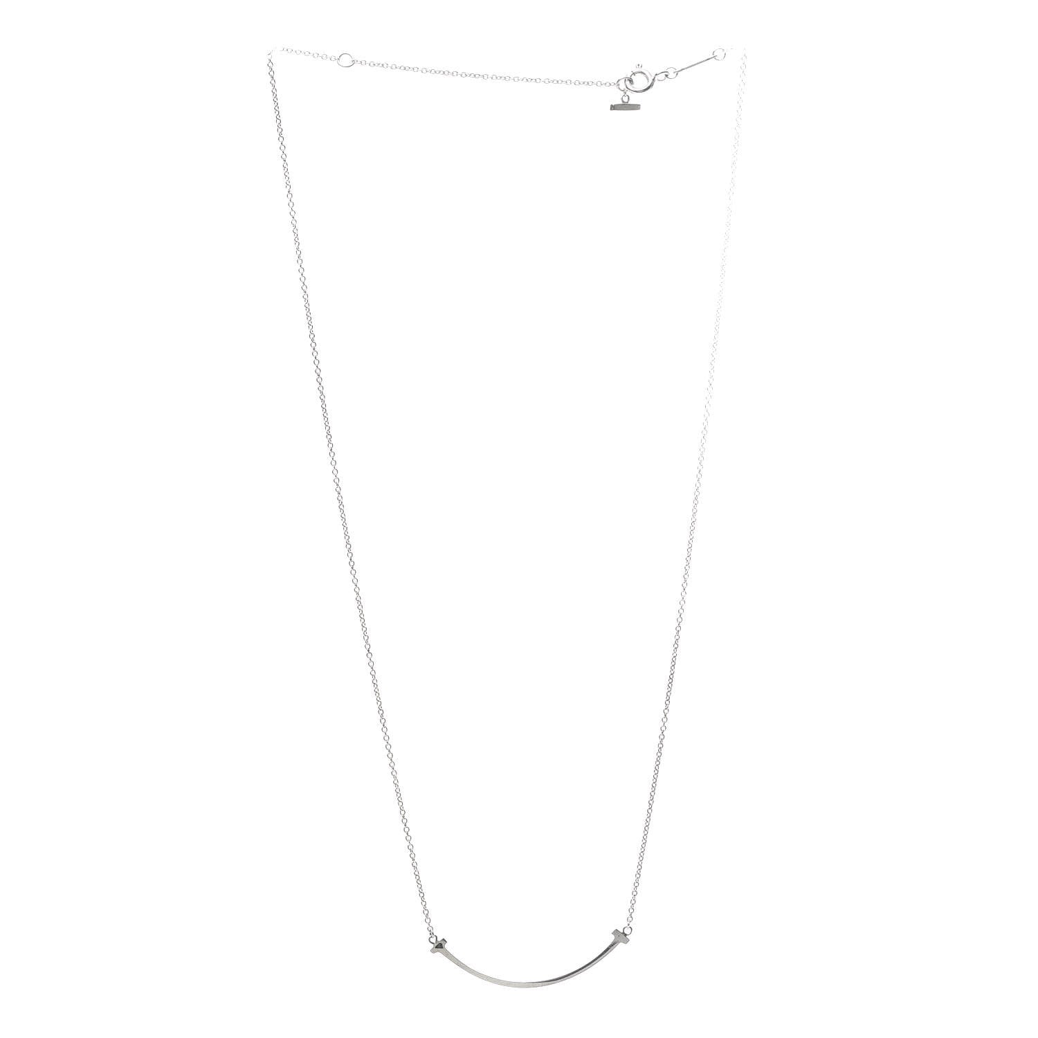 Tiffany Sterling Silver Small T Smile Pendant Necklace 3 of 6