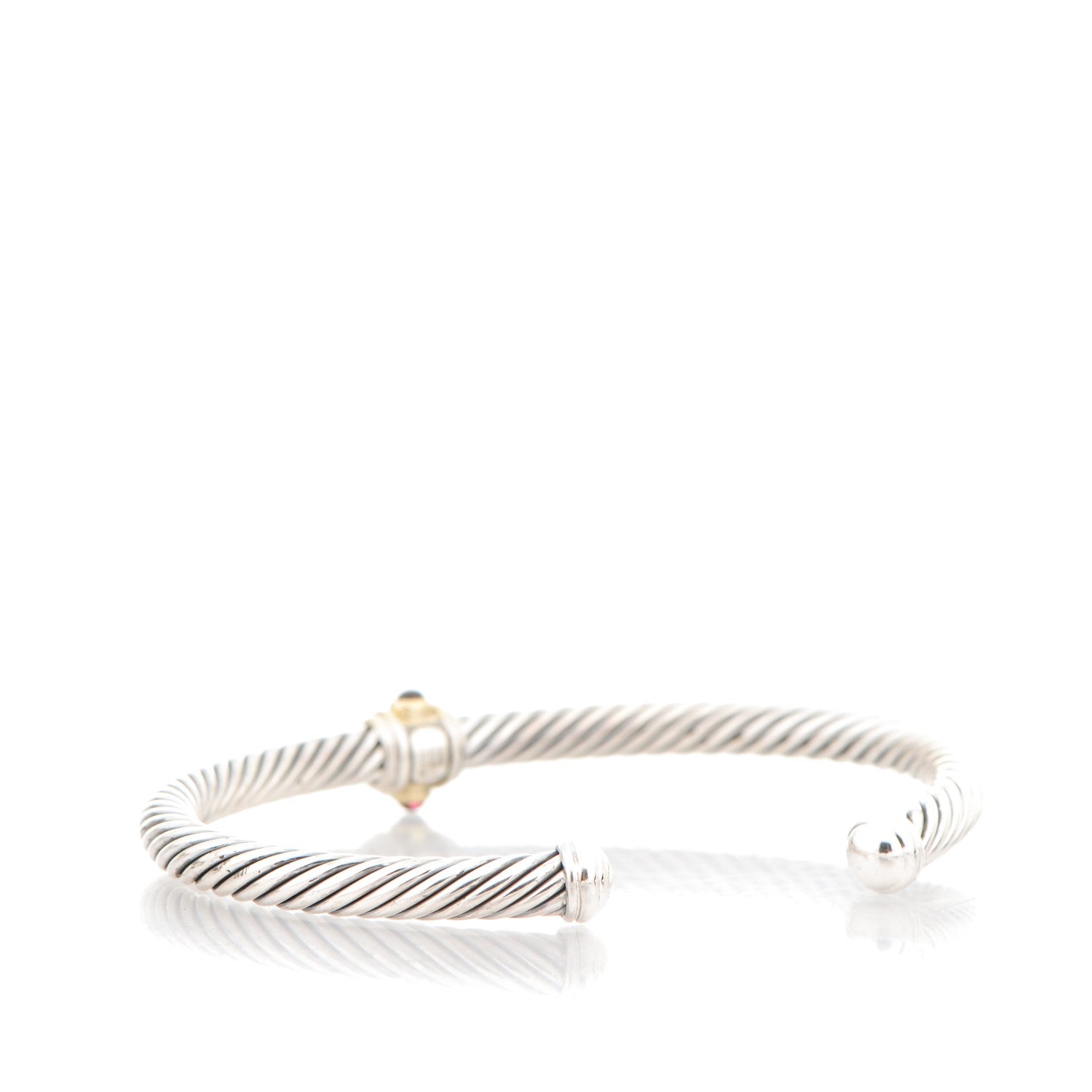 David Yurman Sterling Silver 14K Gold 5mm Cable Renaissance Bracelet 3 of 4
