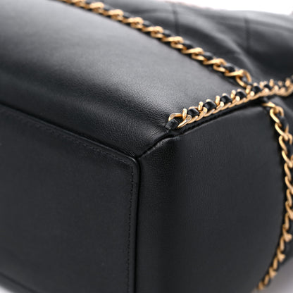 Chanel Calfskin Quilted Chain Lines Shopping Tote Black 11 of 11