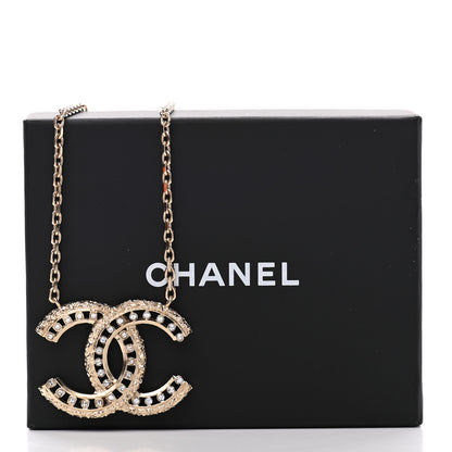 Chanel Crystal Textured CC Necklace Gold 7 of 7