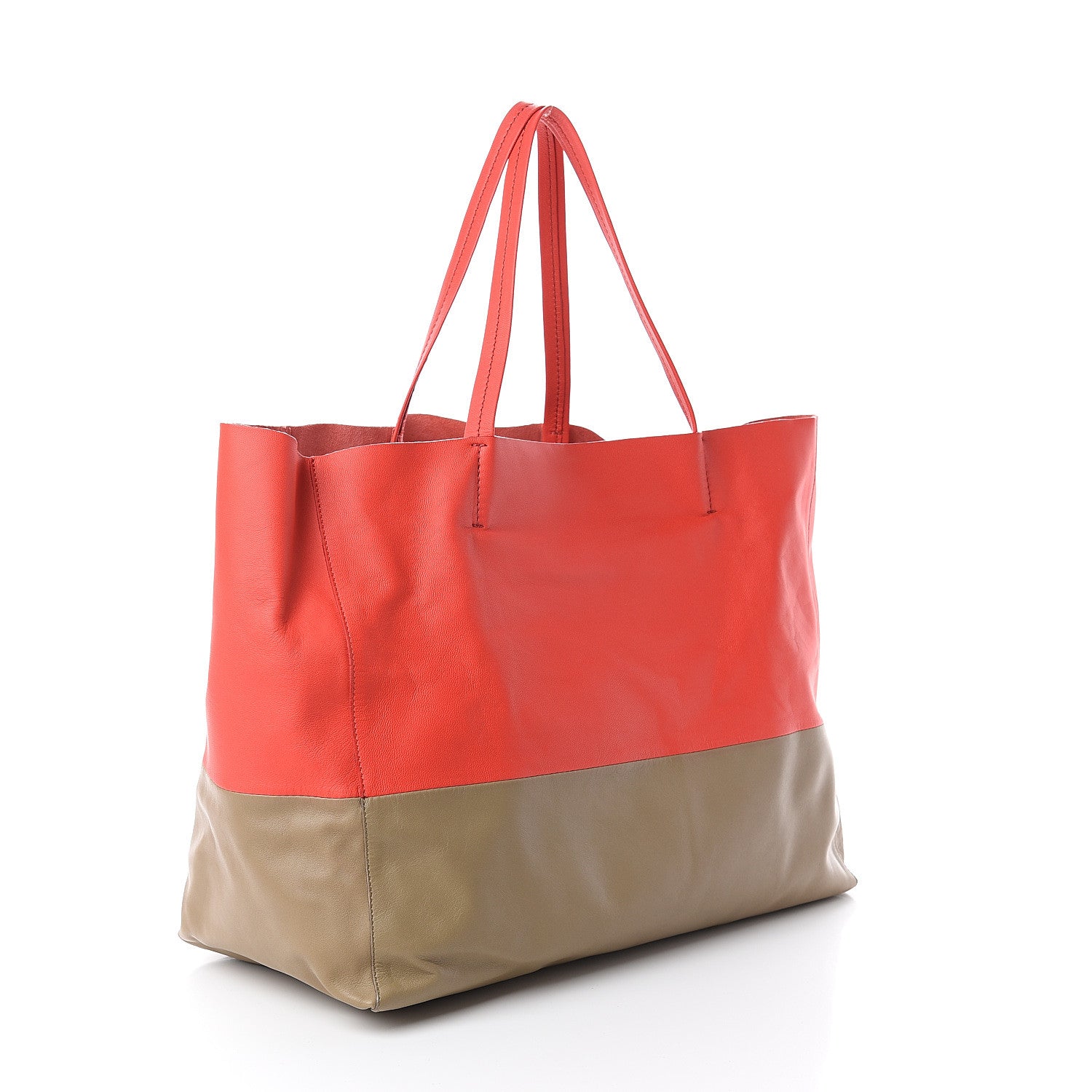 Celine Lambksin Horizontal Bi-Cabas Primary Red 2 of 8