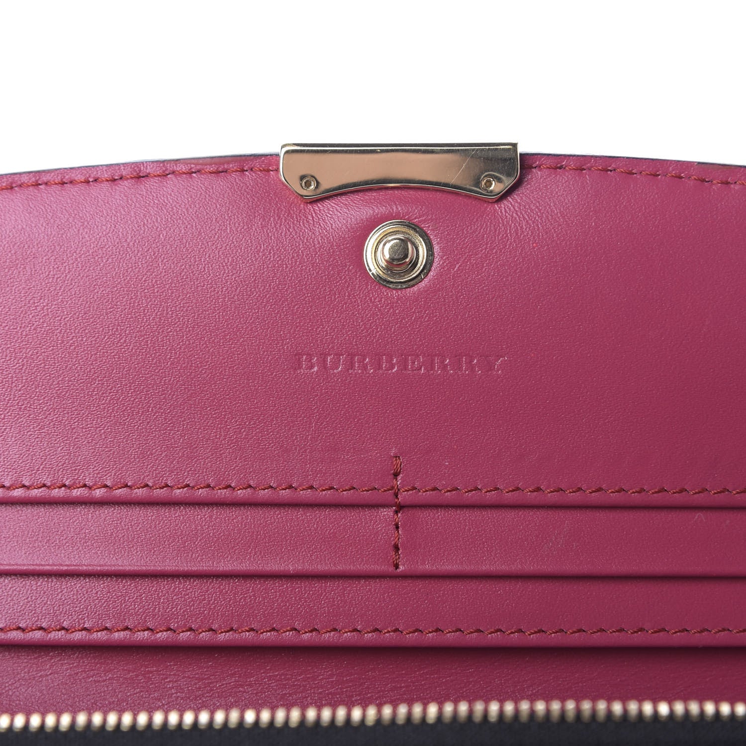 Burberry Signature Grain Calfskin Check Embossed Porter Continental Wallet Dark Plum 9 of 10
