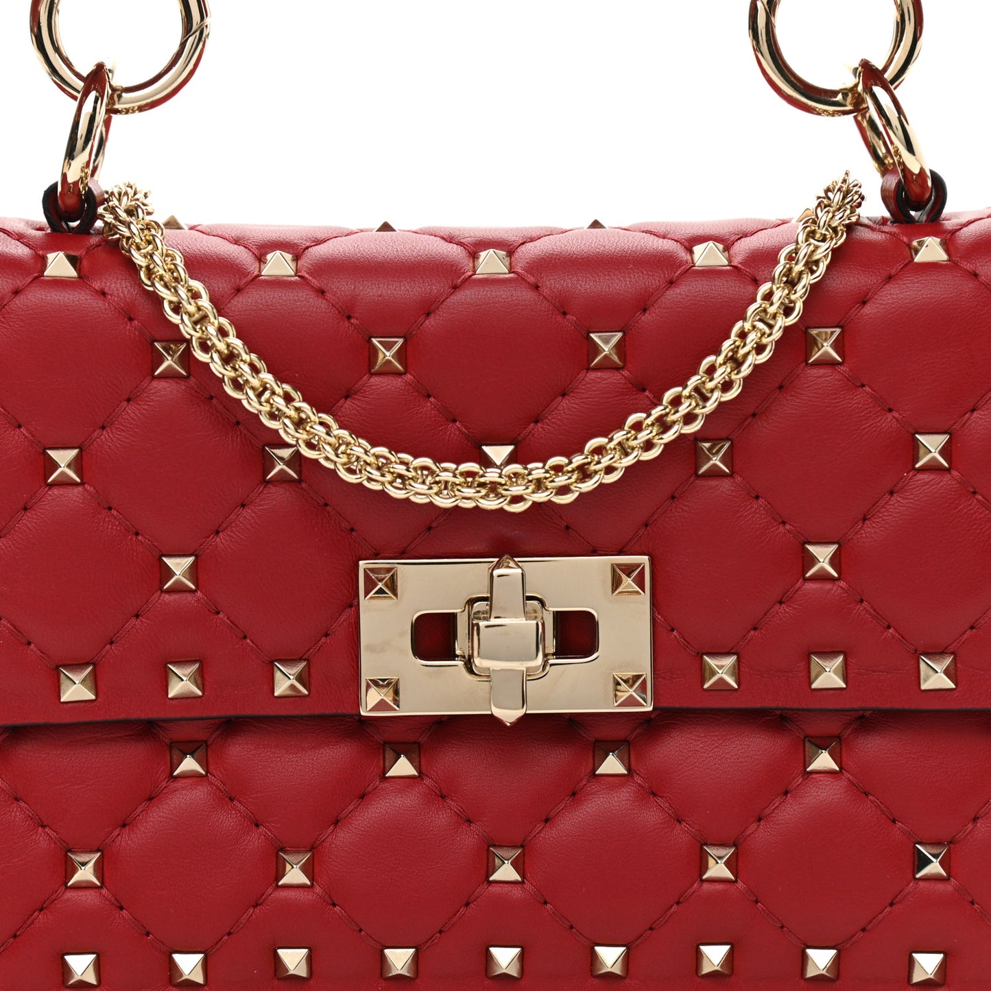 Nappa Small Rockstud Spike Shoulder Bag Rosso Valentino