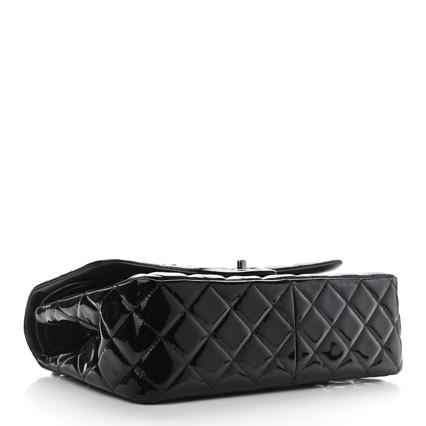 Patent Quilted Jumbo Double Flap Black