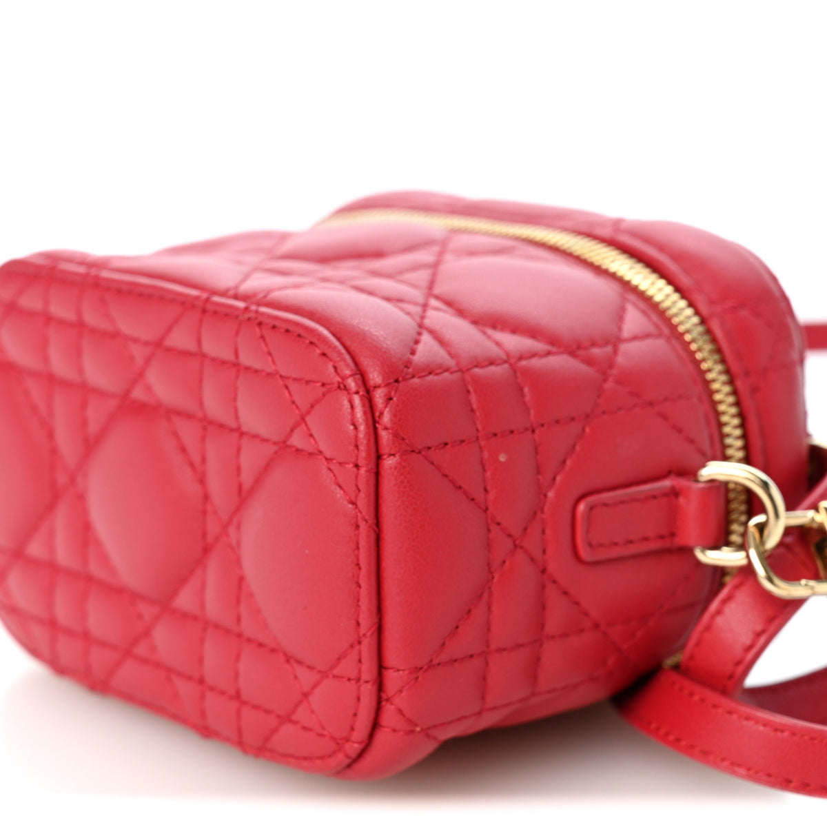 Lambskin Cannage Micro Lady Dior Vanity Case Red