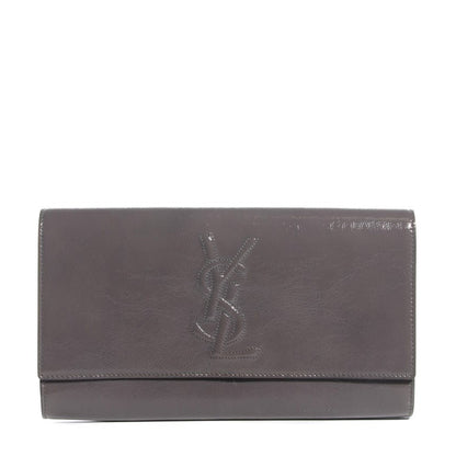 Saint Laurent Textured Patent Monogram Large Belle de Jour Clutch Grey 1 of 7