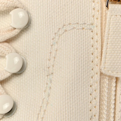 Chanel Fabric CC Lace Up Boots 38 White 15 of 15