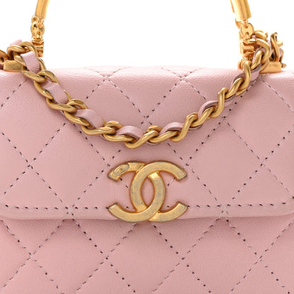 Chanel Lambskin Enamel Quilted Mini Top Handle Flap Pink 8 of 13