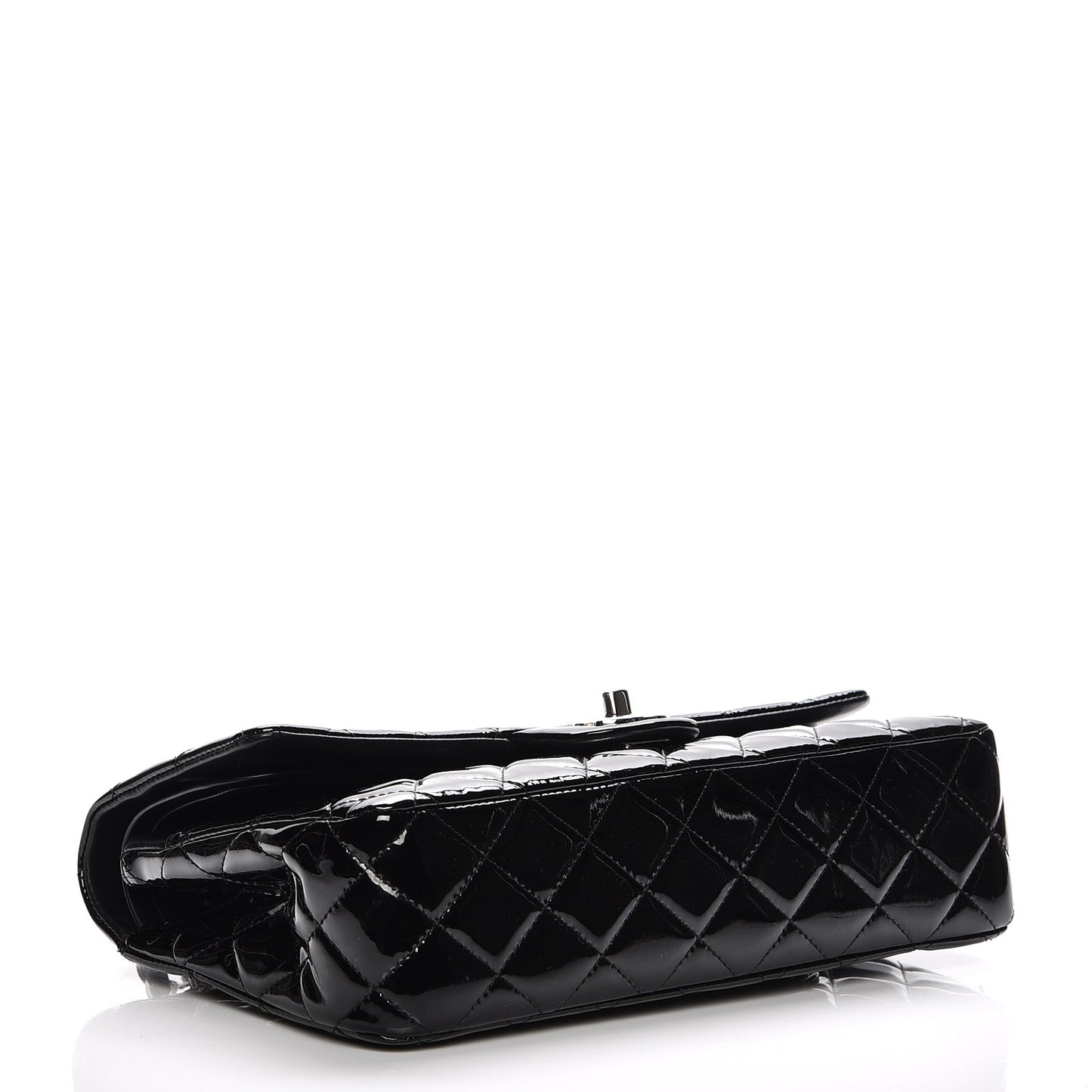 Patent Quilted Medium Double Flap Black