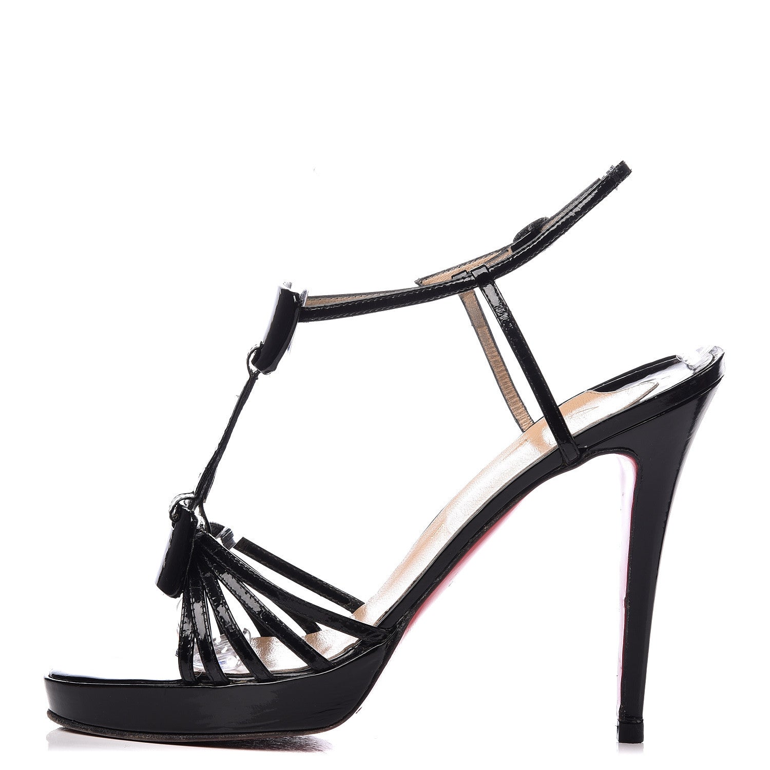 Christian Louboutin Patent Penelope Ankle Strap Sandal 40 Black 1 of 13
