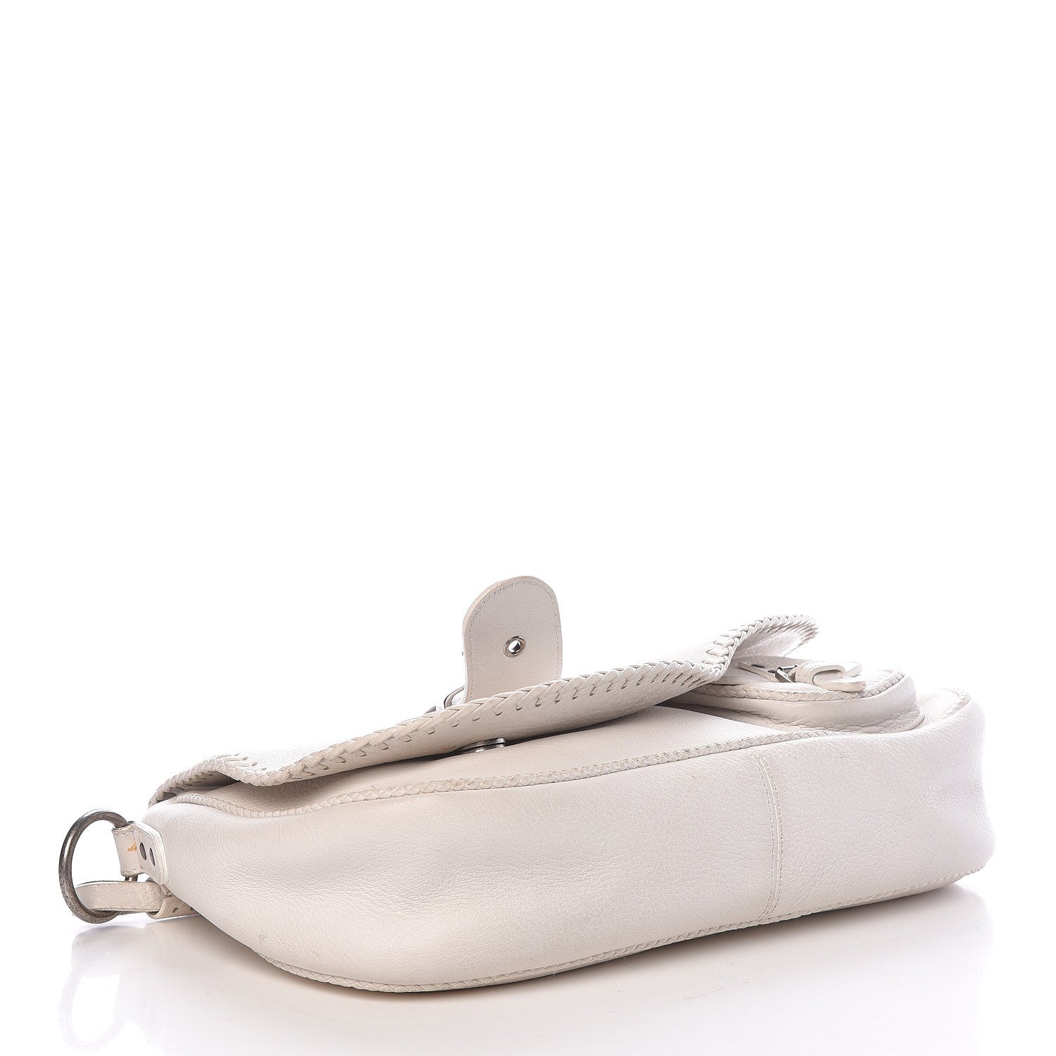 Christian Dior Calfskin Whipstitch Gaucho Double Saddle Bag White 4 of 20