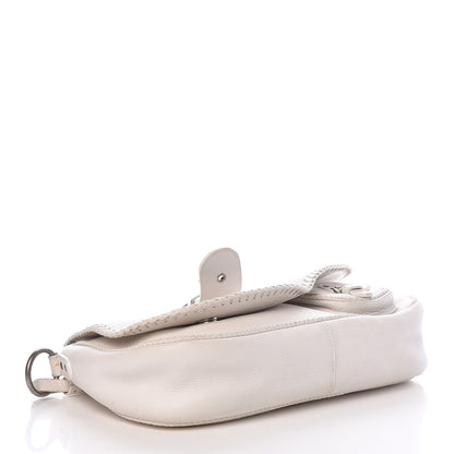 Christian Dior Calfskin Whipstitch Gaucho Double Saddle Bag White 4 of 20