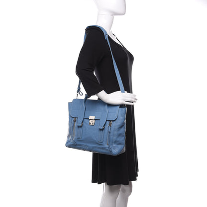 3.1 Phillip Lim 3.1 Textured Calfskin Medium Pashli Satchel Light Blue 2 of 13