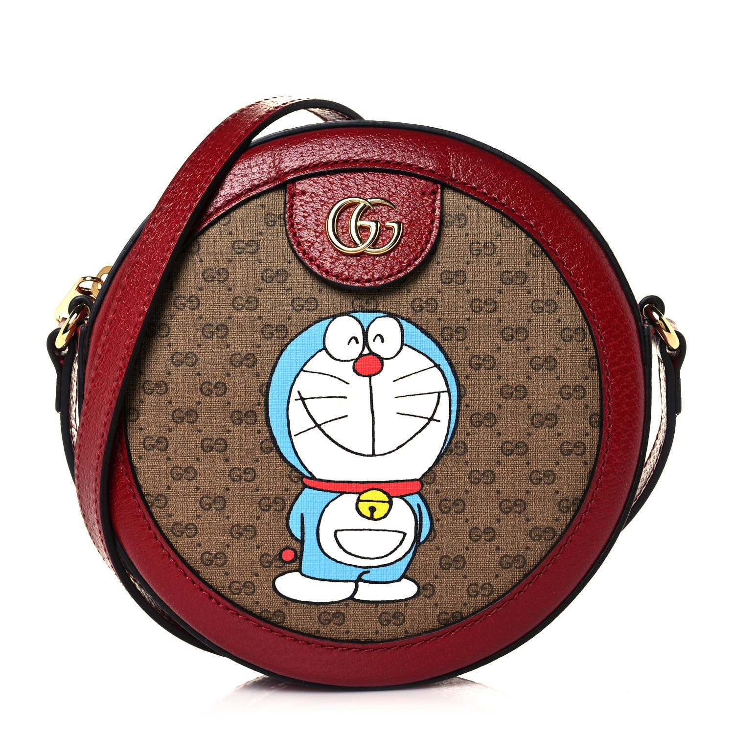Gucci X DORAEMON Mini Vintage GG Supreme Monogram Mini Round Shoulder Bag Beige Cherry Red 1 of 17