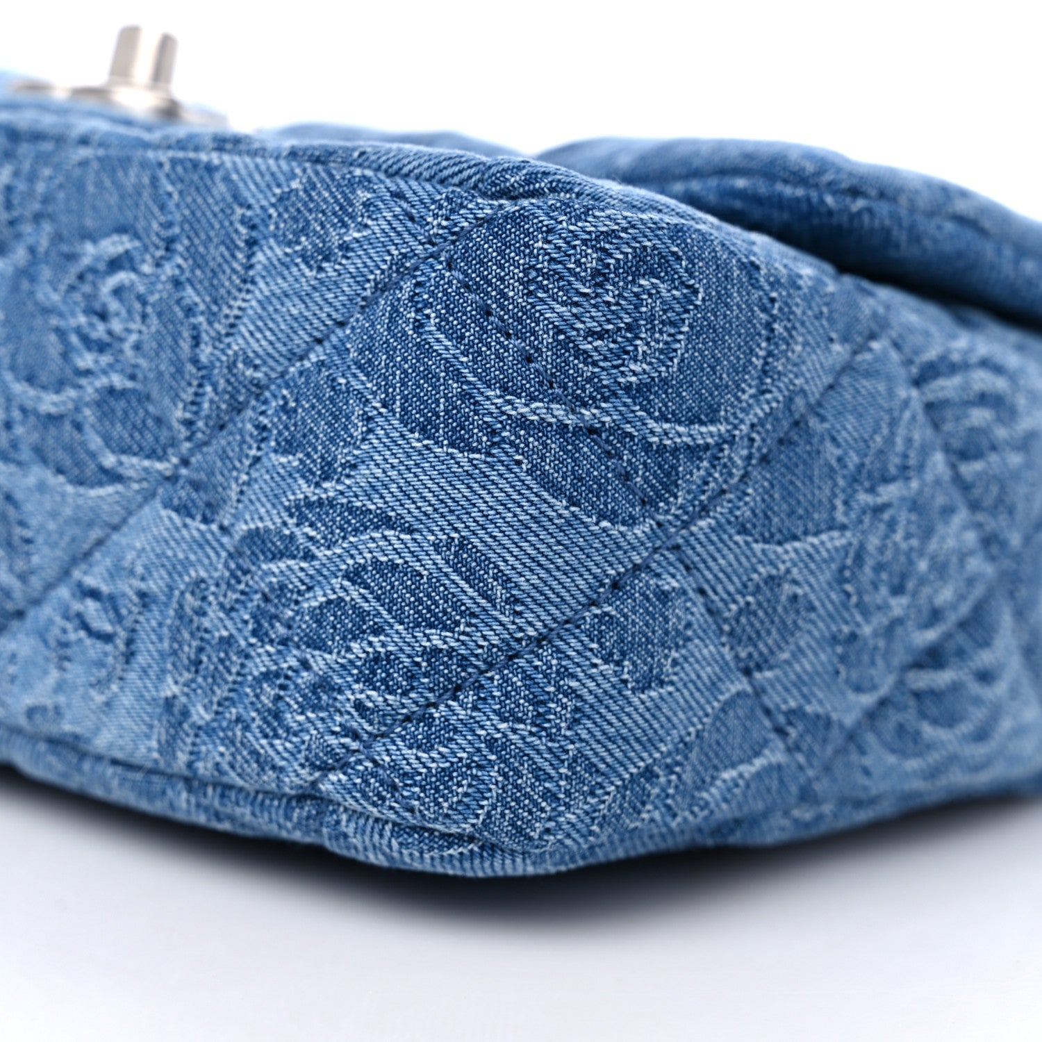 Chanel Denim Quilted Camellia Sweetheart Mini Flap Blue 9 of 10