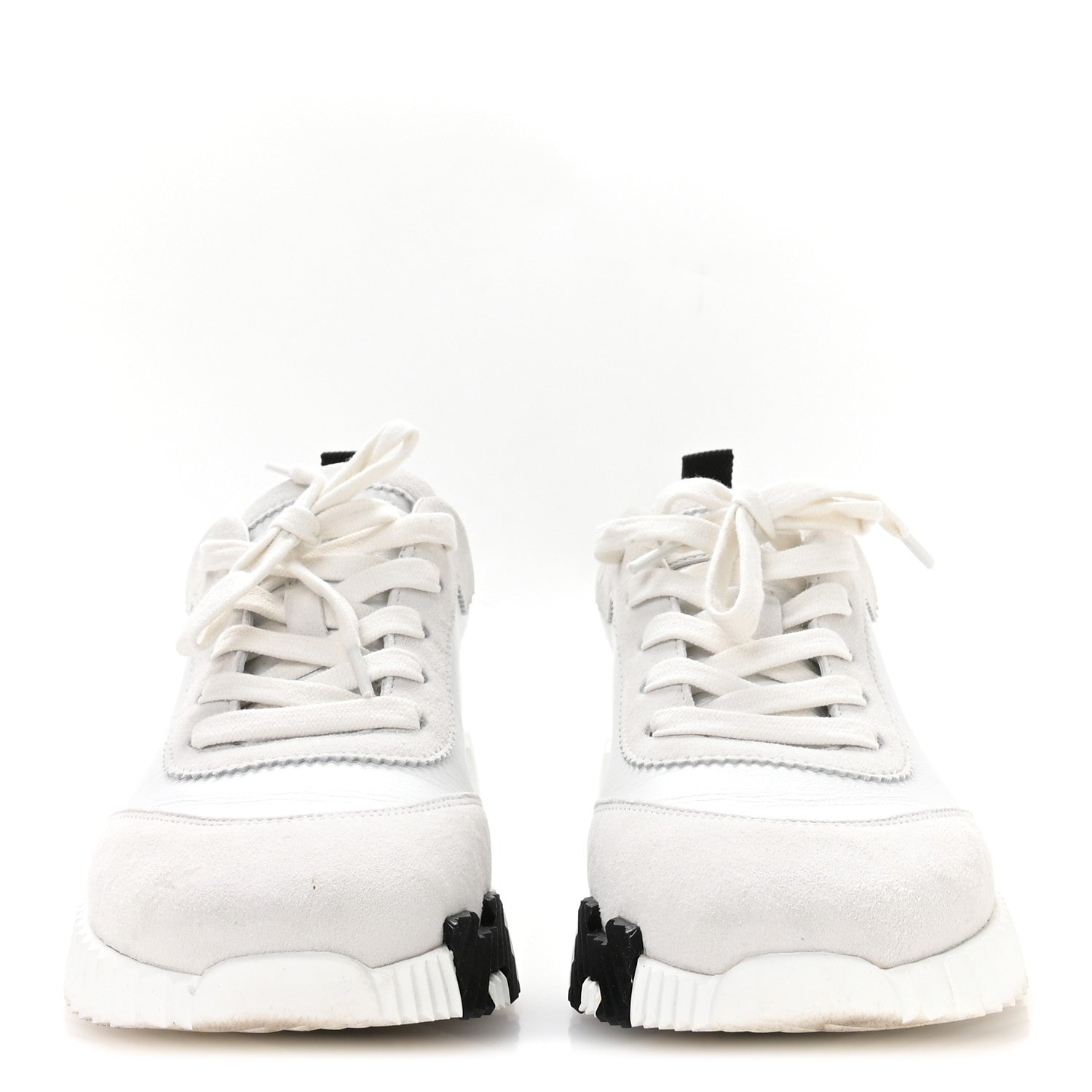 Hermes Goatskin Suede Goatskin Bouncing Sneakers 38 White Black 3 of 9
