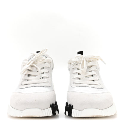 Hermes Goatskin Suede Goatskin Bouncing Sneakers 38 White Black 3 of 9
