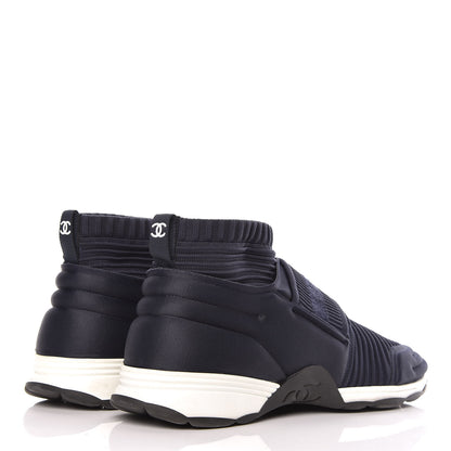Chanel Stretch Fabric CC Sneakers 42 Blue 4 of 16