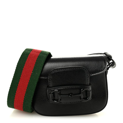Gucci Azalea Calfskin Web Monochrome Horsebit 1955 Wallet On Strap Black 1 of 10