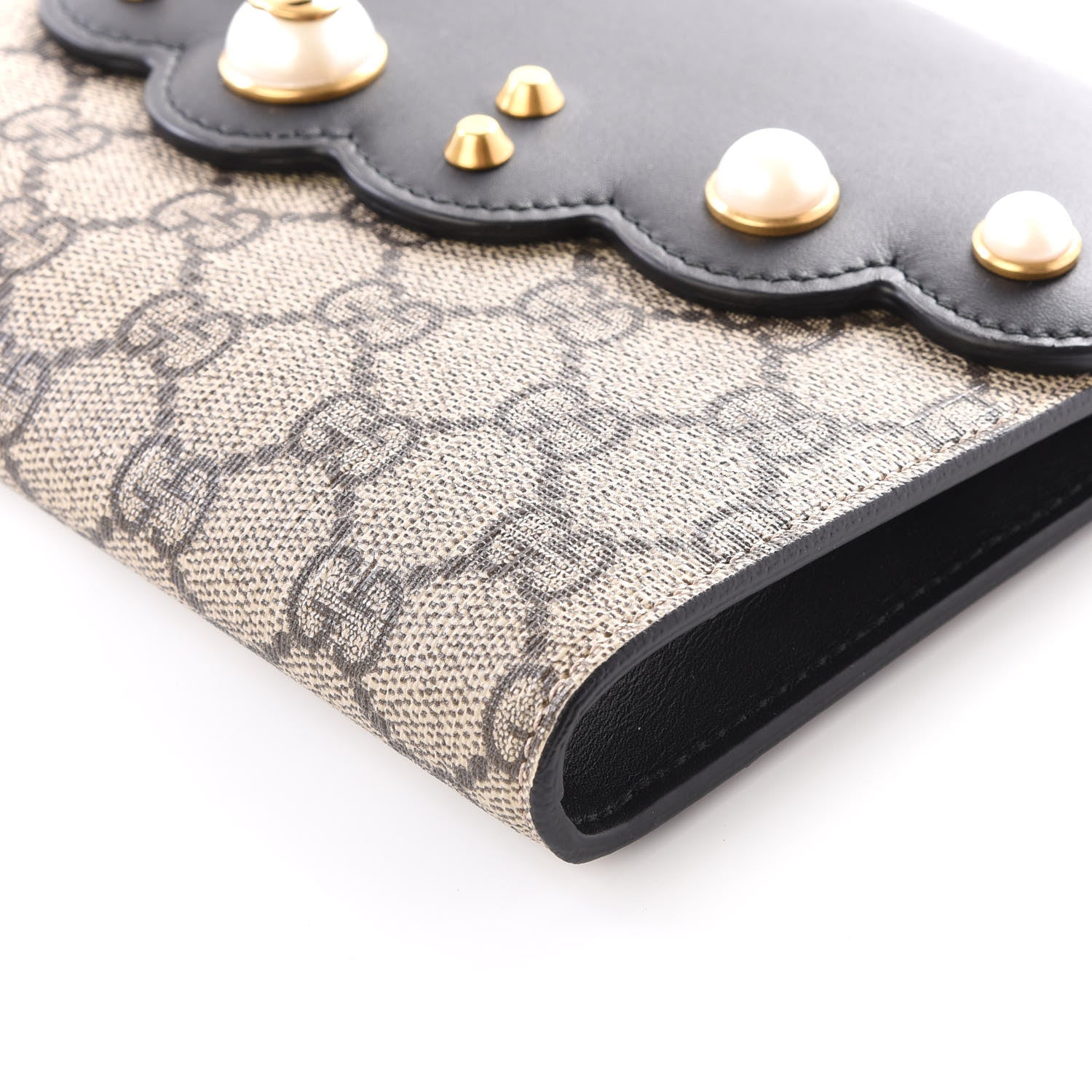 Gucci GG Supreme Monogram Mini Peony Pearly Clutch Black 6 of 11