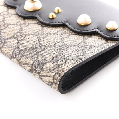 Gucci GG Supreme Monogram Mini Peony Pearly Clutch Black 6 of 11