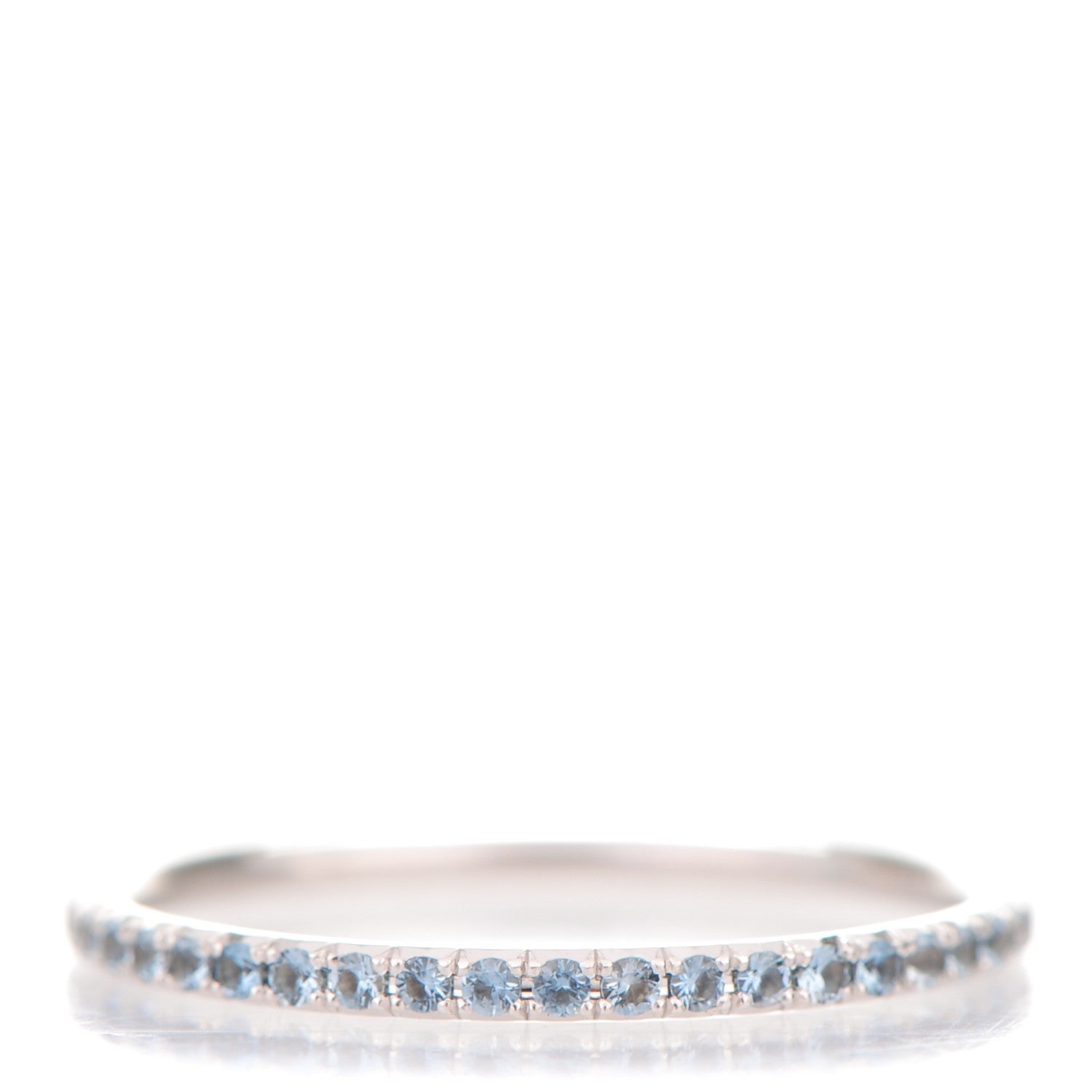 Tiffany 18K White Gold Aquamarine Metro Ring 7 1 of 4