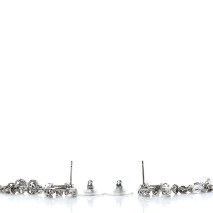 Chanel Crystal Bead CC Dangle Earrings Silver 3 of 4
