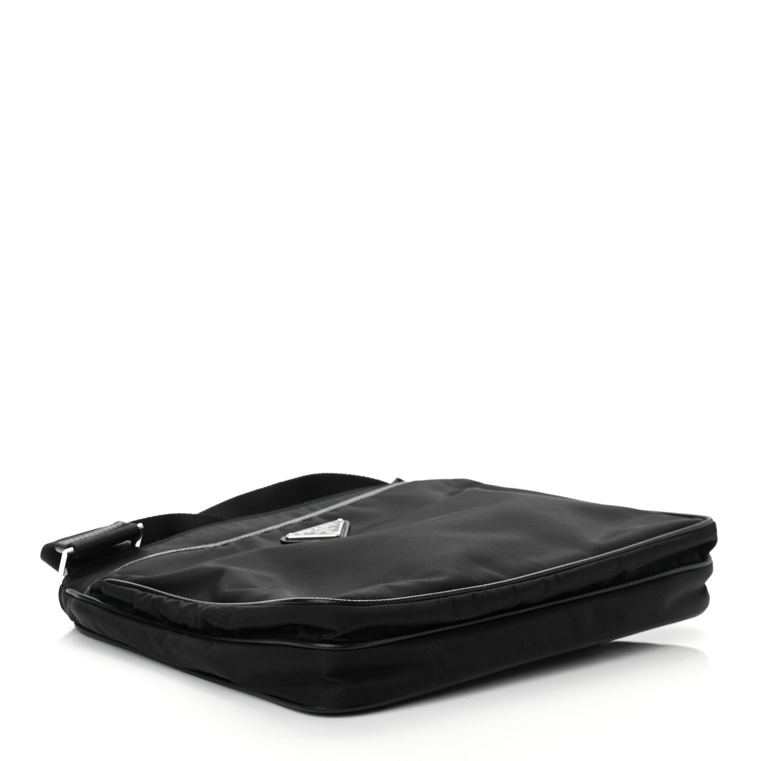 Prada Re-Nylon Saffiano Pocket Flat Messenger Bag Black 4 of 9