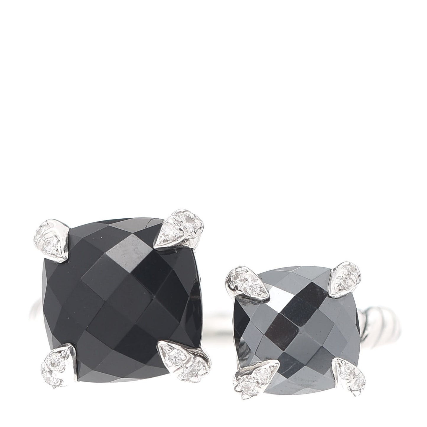 Sterling Silver Diamond Black Onyx Hematite Chatelaine Bypass Ring 50 5.25