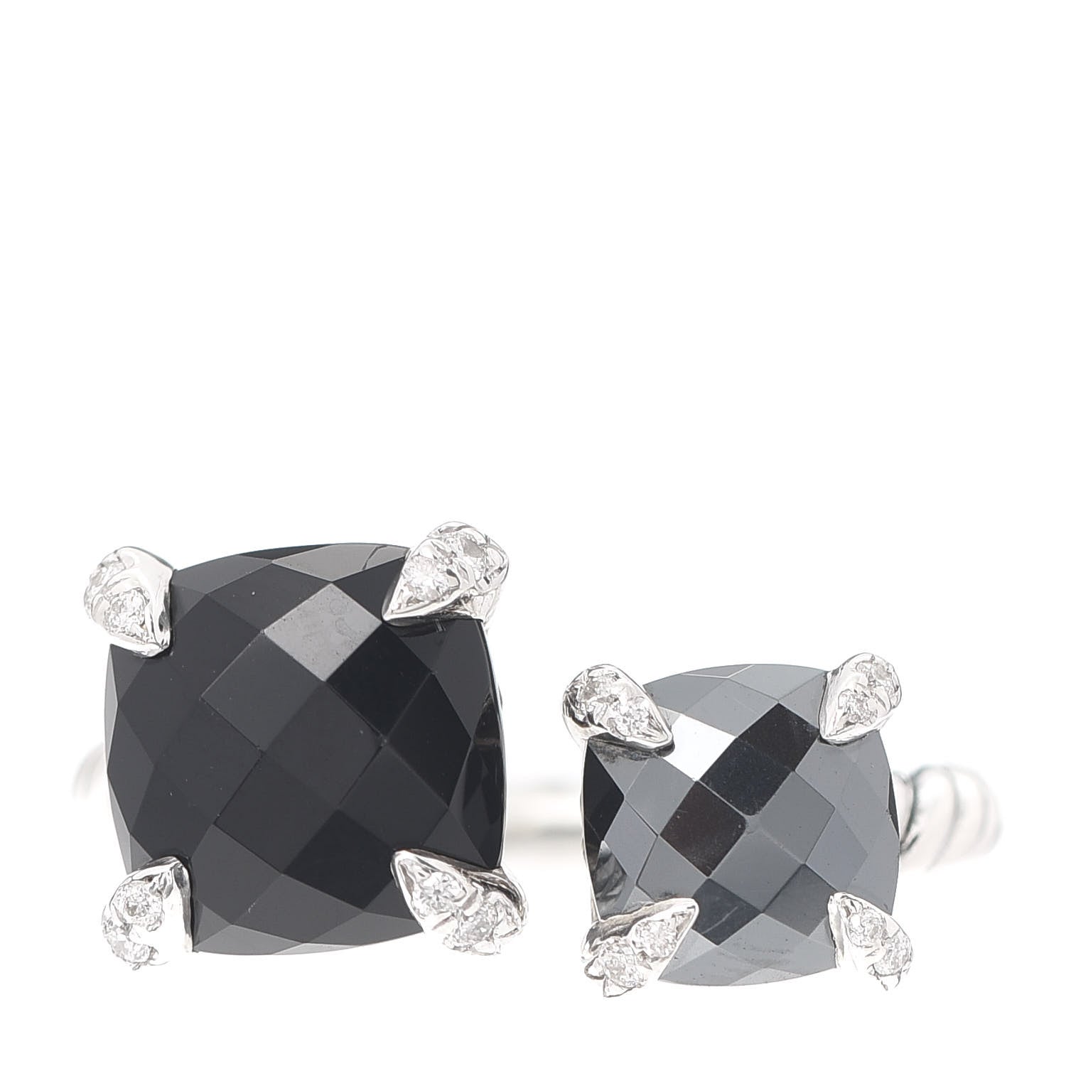 David Yurman Sterling Silver Diamond Black Onyx Hematite Chatelaine Bypass Ring 50 5.25 1 of 4