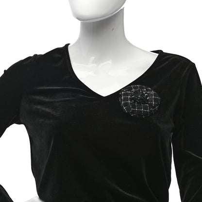 Chanel Tweed Camellia Brooch Black White 2 of 4