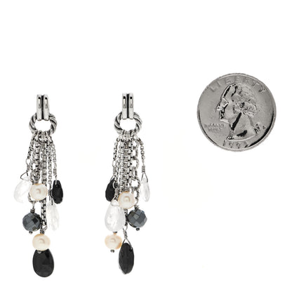 David Yurman Sterling Silver Pearl Moonstone Black Spinel Hematine Bijoux Drop Earrings 2 of 4