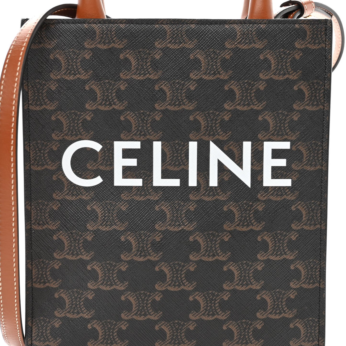 Triomphe Canvas Calfskin Mini Vertical Cabas Tan