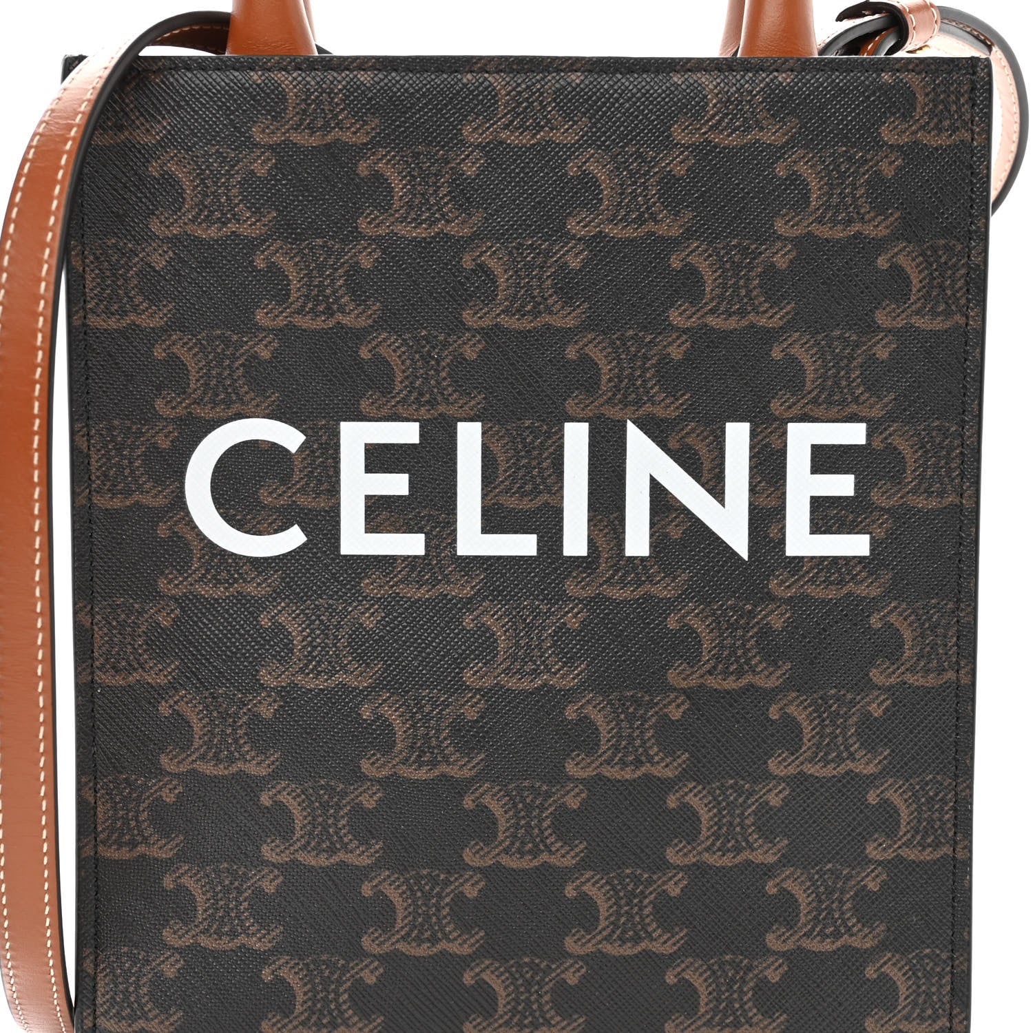 Celine Triomphe Canvas Calfskin Mini Vertical Cabas Tan 7 of 9