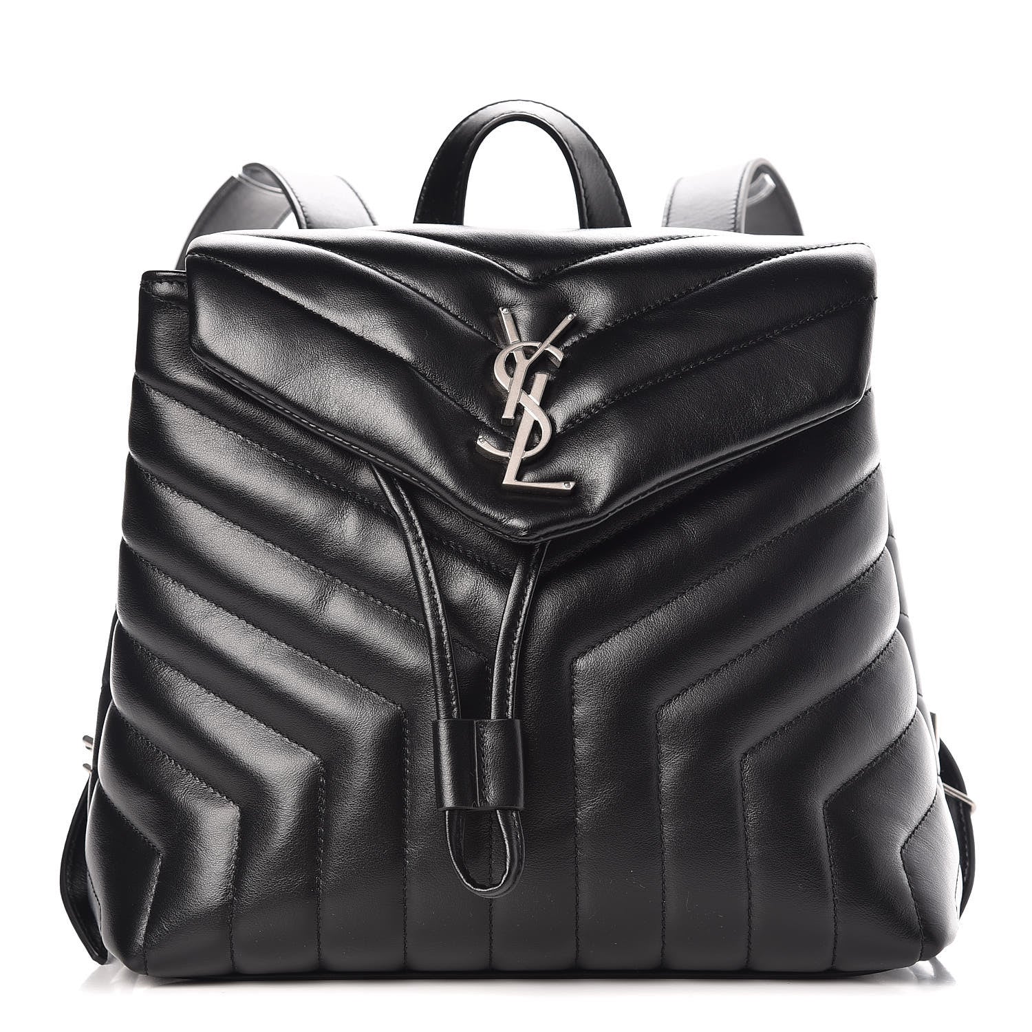 Saint Laurent Calfskin Y Quilted Monogram Small Loulou Backpack Black 1 of 10